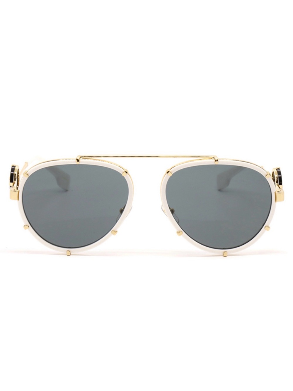 New Versace VE2232 147187 White and Gold Aviator Sunglasses Authentic - Picture 5 of 15